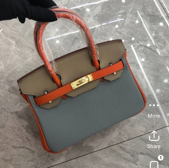 Unbranded Handbags - Stylish Orange and Tan Pebble Grain Leather Women's Handbag